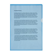Sichthüllen 1514, A4, blau, transparent, genarbt, 0,12mm, oben & rechts offen, PP