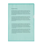 Sichthüllen 1470, A4, grün, klar glatt, oben & rechts offen, 