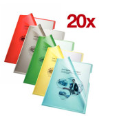 Sichthüllen 205000SO, A4, farbig sortiert, transparent, glatt, 0,15mm, oben & rechts offen, PVC