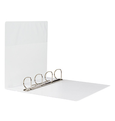 Pr&auml;sentationsringbuch 4143, A4+ 4 Ringe 30mm Ring-&Oslash; Polypropylen (PP), 2 Au&szlig;entaschen, 1 Innentasche, wei&szlig;
