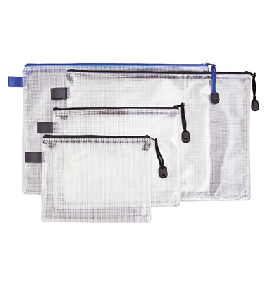 Rei&szlig;verschlusstasche PVC transparent 0,03mm A5 blau/transparent