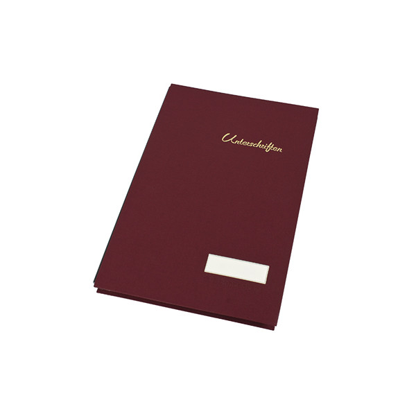 4003630055507 - Unterschriftenmappe 1492 A4 Leinen rot mit Einsteckschild 20 Fächer