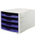 Schubladenbox 1550 lichtgrau/blau 4 Schubladen offen