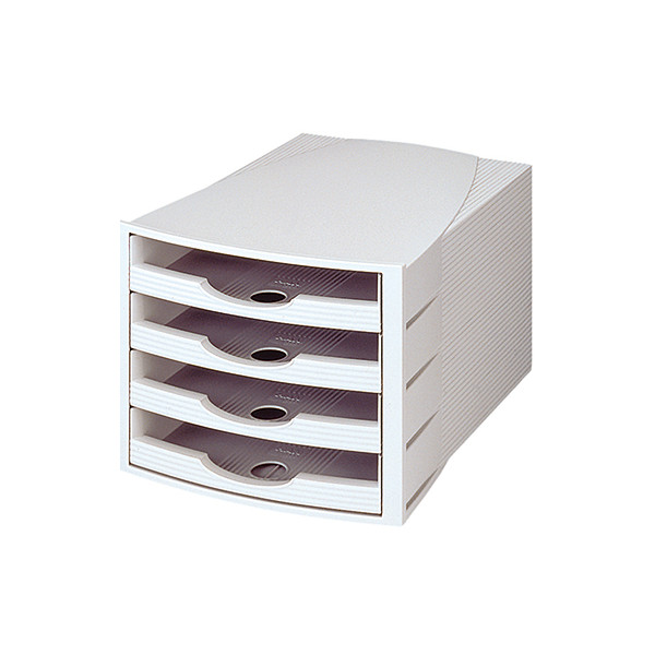 4003630121660 - Schubladenbox 1551 lichtgrau lichtgrau 4 Schubladen offen