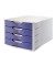 Schubladenbox 1553 lichtgrau/blau 4 Schubladen geschlossen