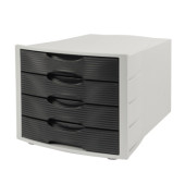 Schubladenbox 1555 lichtgrau/schwarz 4 Schubladen geschlossen