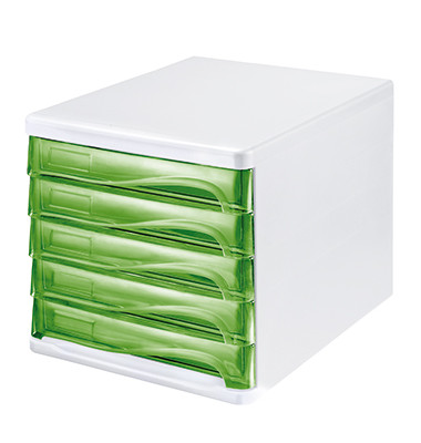 Schubladenbox  the wave H61294-50 wei&szlig;/gr&uuml;n-transparent 5 Schubladen geschlossen