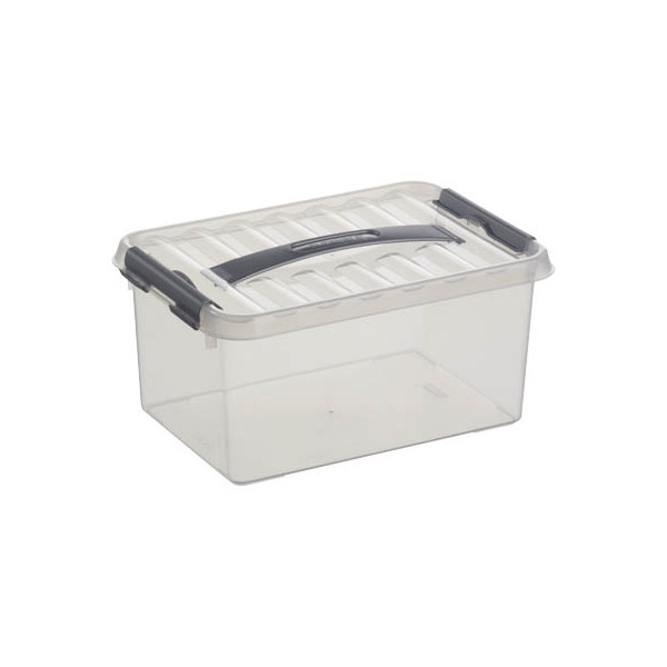 8711112782006 - helit the q-line Aufbewahrungsbox mit Deckel transparent Lebensmittelechte stapelbare Kunststoffbox mit Klickverschluss 1 Box mit Tragegriff 6 Liter