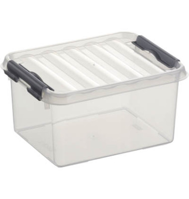 Aufbewahrungsbox Q-line H6162402, 2 Liter mit Deckel, für A6, außen 200x150x100mm, Kunststoff transparent