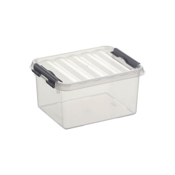 8711112780002 - helit the q-line Aufbewahrungsbox mit Deckel transparent Lebensmittelechte stapelbare Kunststoffbox mit Klickverschluss 1 Box 2 Liter