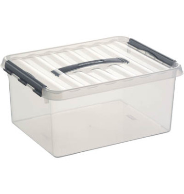 Aufbewahrungsbox Q-Line H6162602, 15 Liter, mit Deckel, au&szlig;en 400x300x180mm, Kunststoff transparent