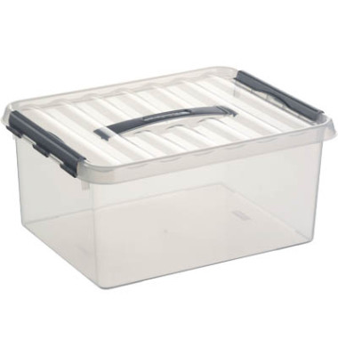 Aufbewahrungsbox Q-line H6162602, 15 Liter mit Deckel, für A4, außen 400x300x180mm, Kunststoff transparent