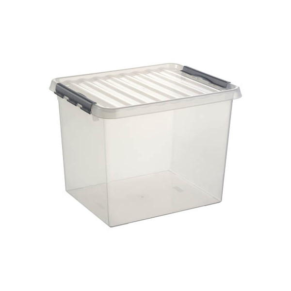 8711112799004 - helit the q-line Aufbewahrungsbox mit Deckel transparent Lebensmittelechte stapelbare Kunststoffbox mit Klickverschluss 1 Box 52 Liter