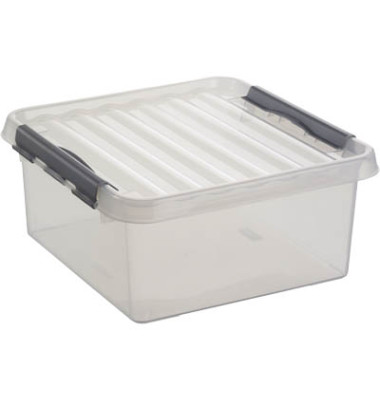 Aufbewahrungsbox Q-line H6162802, 18 Liter mit Deckel, für A4, außen 400x400x180mm, Kunststoff transparent