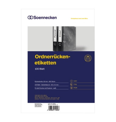 R&uuml;ckenschilder 66309, wei&szlig;, breit/kurz, 61x192mm, selbstklebend