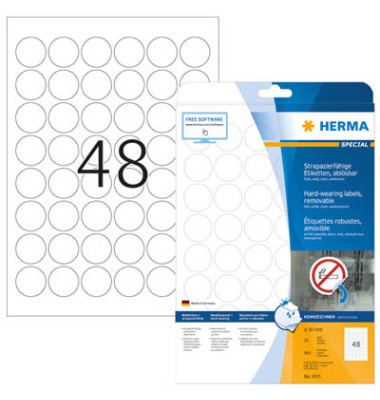 Folienetikett 4571 rund 30mm weiß