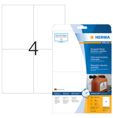 Folienetiketten Special 4576, wei&szlig;, 105x148mm (BxH), rechteckig