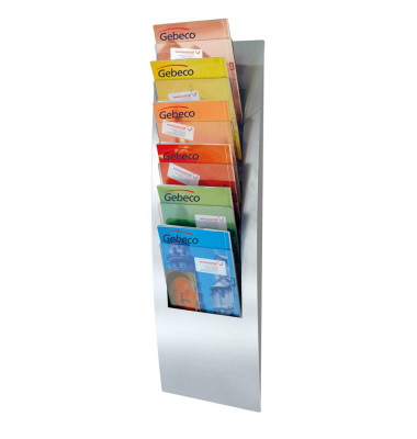 Wand-Prospekthalter Varia 6507 6Fächer 31x102x10cm silber