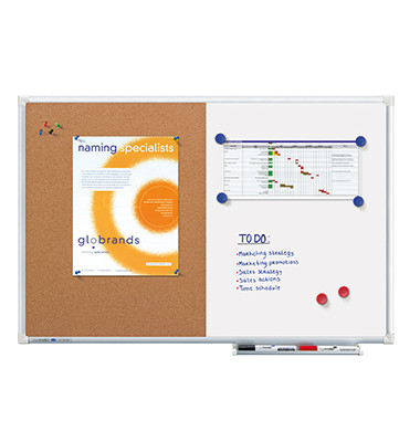 Kombitafel Economy, 7-102454, 120x90cm, Kork + Metall, Aluminiumrahmen