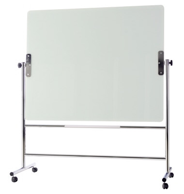 Glas-Magnetboard GQR0350, 120x90cm, mit Rollen, drehbar, weiß Glas-Magnetboard GQR0350, 120x90cm, mit Rollen, drehbar, weiß