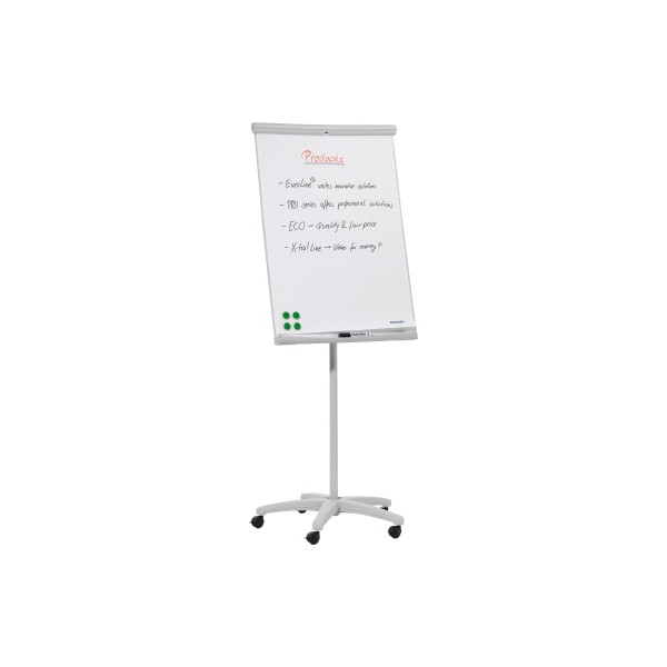 4016946221771 - FRANKEN U-Act!Line Mobiles Magnetisches Flipchart FC91 70 x 100 cm Mit 5 Rollen und Stiftablage Hellgrau