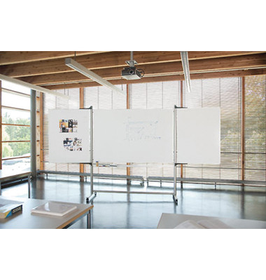 Whiteboard-klappbar ferroscript mobil, 1242718, 180/360x120cm (BxH), emailliert, Aluminiumrahmen
