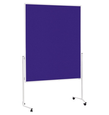 Moderationstafel 2111103, 120x150cm, Filz + Filz (beidseitig), pinnbar, mit Rollen, blau + blau