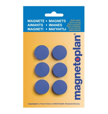 Haftmagnet Discofix, 16645614, Rund, 25mm &Oslash;, blau, 300g