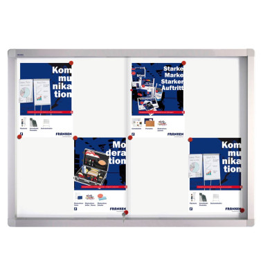 Schaukasten PRO SK6108 x A4 Schiebetür Metallrückwand weiß, silber magnetisch