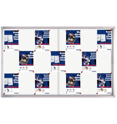 Schaukasten PRO SK6121 21x A4 Schiebtür Metallrückwand weiß, silber magnetisch