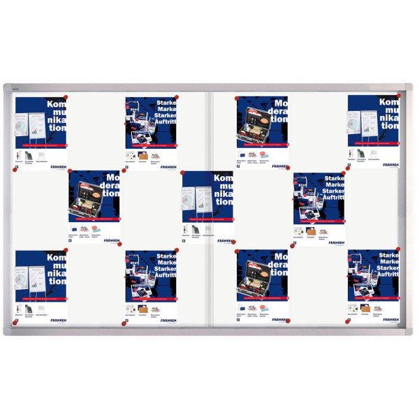 4016946202008 - Schaukasten PRO SK6121 21x A4 Schiebtür Metallrückwand weiß silber magnetisch 4016946202008 Franken