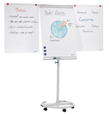 Flipchart, 1148, 68x105cm, hellgrau, mit Rollen, mit 2 Seitenarme