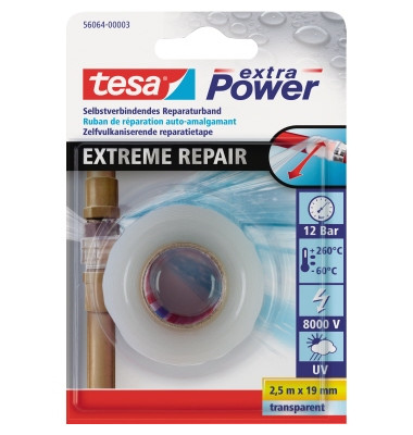Gewebeband Tesapack extra Power Extreme Repair 56064-00003-00, 19mm x 2,5m, transparent Gewebeband Tesapack extra Power Extreme Repair 56064-00003-00, 19mm x 2,5m, transparent