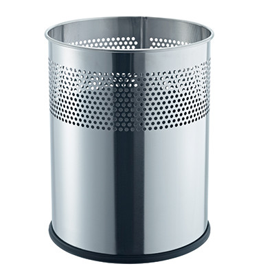 Papierkorb the dot H2515700, 15 Liter, rund, silber edelstahl Lochdekor