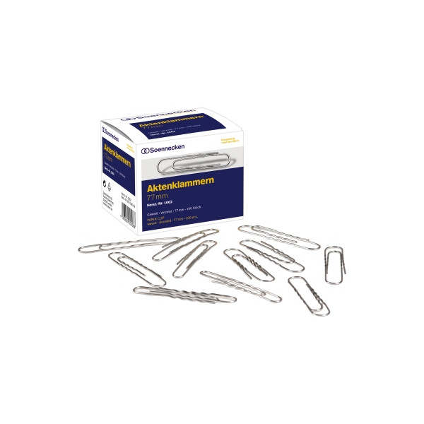4003630000088 - Aktenklammern 1062 77mm Metall verzinkt silber 4003630000088 1062 100 Stück