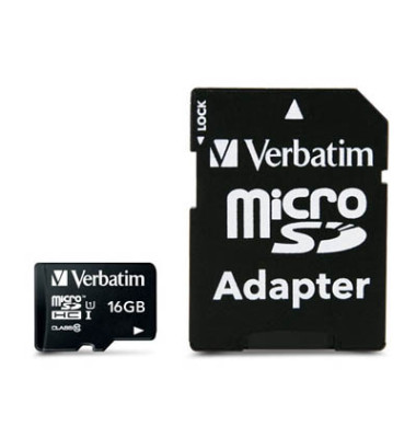 Speicherkarte microSDHC-Card Premium 44082, Micro-SDHC, mit SD-Adapter, Class 10, bis 90 MB/s, 16 GB