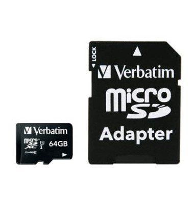 Speicherkarte microSDXC-Card Premium 44084, Micro-SDXC, mit SD-Adapter, Class 10, bis 90 MB/s, 64 GB