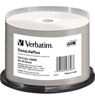 CD-Rohlinge DataLifePlus 43756 CD-R, 700 MB, Spindel 