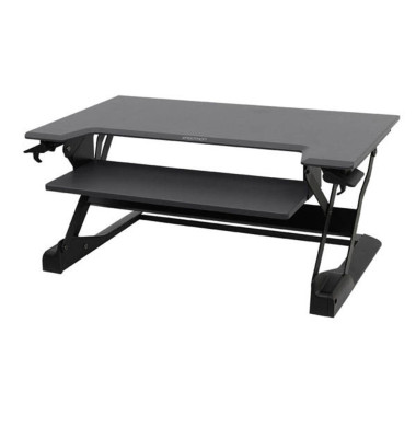 Sitz-Steh-Schreibtischaufsatz WorkFit-TL 33-406-085, für 1-2 Monitore, 95cm breit, höhenverstellbar, fertig vormont., schwarz