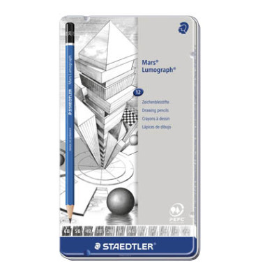 Bleistift-Set Mars Lumograph 100, 100 G12, blau, 6B,5B,4B,3B,2B,B,HB,H,2H,3H,4H,F Bleistift-Set Mars Lumograph 100, 100 G12, blau, 6B,5B,4B,3B,2B,B,HB,H,2H,3H,4H,F