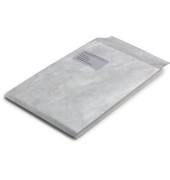 Faltentaschen Tyvek 11807, C4, mit Fenster, 20mm-Falte, haftklebend, 55g, weiß