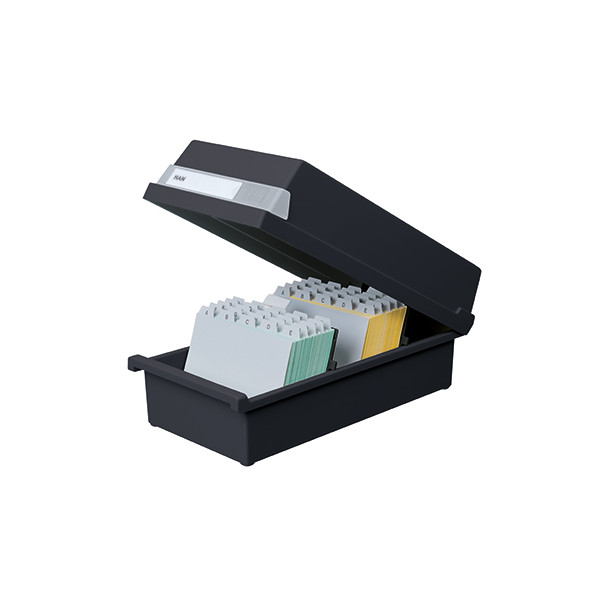 4012473956148 - - Karteikasten 177 x 14 x 36 cm (b x h x t) din A6 quer 1300 Karten Polystyrol schwarz 2 Stützplatten