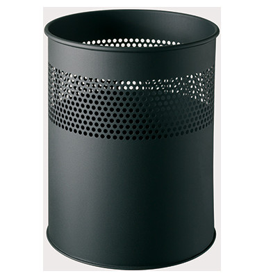 Papierkorb the dot H2515795, 15 Liter, rund, schwarz Lochdekor