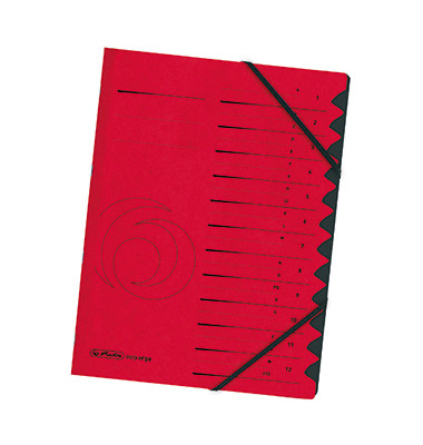 Ordnungsmappe Qualitiy 10843324, 1-12 / A-XYZ, rot, A4, 12 F&auml;cher