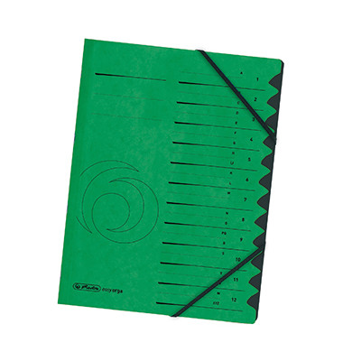 Ordnungsmappe Qualitiy 10843332, 1-12 / A-XYZ, gr&uuml;n, A4, 12 F&auml;cher