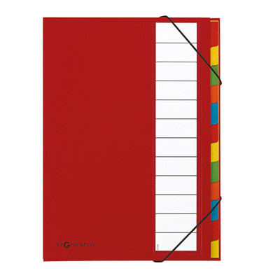 Ordnungsmappe Deskorganizer Premium 44133-01, 12-teilig blanko, rot, Din A4, 12 F&auml;cher