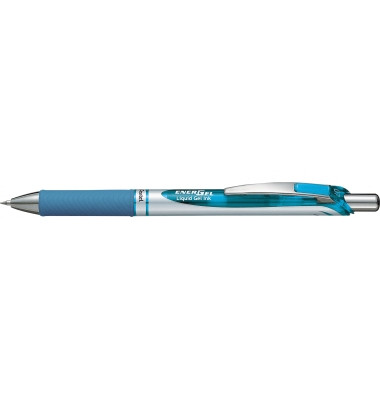 Gelschreiber EnerGel, BL77-SX, hellblau/silber (Schreibfarbe: hellblau), 0,35mm, Druckmechanik, nachf&uuml;llbar