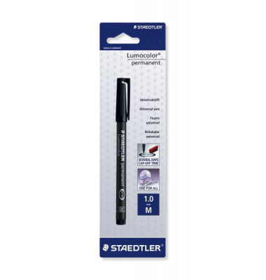 Folienstift Lumocolor, 317-9 BKDA, schwarz, 1mm, Rundspitze, nachf&uuml;llbar