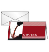 Gutscheinkarte Vino Rosso DC404 DIN lang 21cm x 10,5cm (BxH) 220g mit vorgedruckten Textfeldern Vino Rosso Motiv Glanzkarton