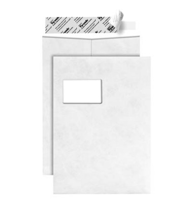 Versandtaschen Tyvek Pocket 00067176, C4, mit Fenster, haftklebend, 55g, weiß